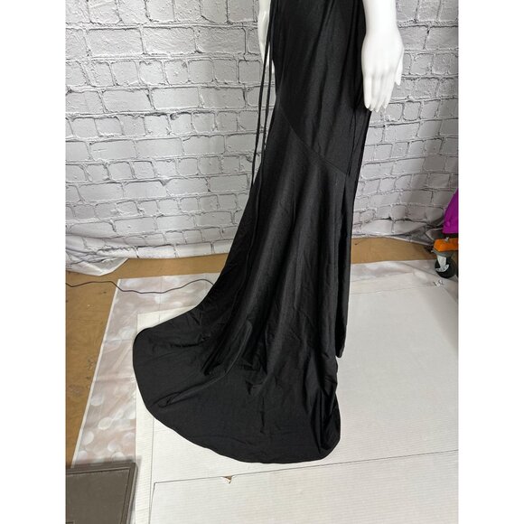 La Femme Womens Black sz 10 V-Neck Sexy Back Fitted Front Slit Maxi Gown Dress - Picture 10 of 13